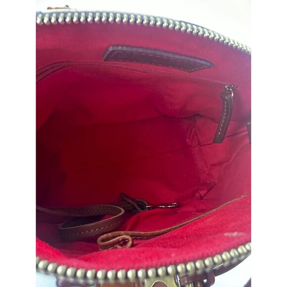 Dooney & Bourke Genuine Florentine Vacchetta Leather Satchel Zebra Print Bag - Picture 3 of 14